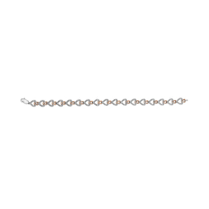 10K Rose Gold Plated Sterling Silver 1/4 Cttw Diamond Heart Link Bracelet Bids.com