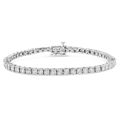 10K White Gold 1/2 Cttw Real Diamond Illusion-Set Miracle Plate Tennis Bracelet (I-J Color, SI2-I1 Clarity) - Size 7.5" Bids.com