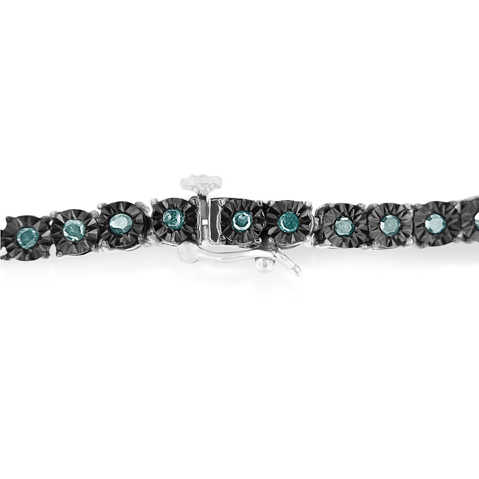 Black Rhodium Plated .925 Sterling Silver 1.0 Cttw Diamond Miracle Tennis Bracelet (Enhanced Blue Color, I3 Clarity) - 7" Bids.com