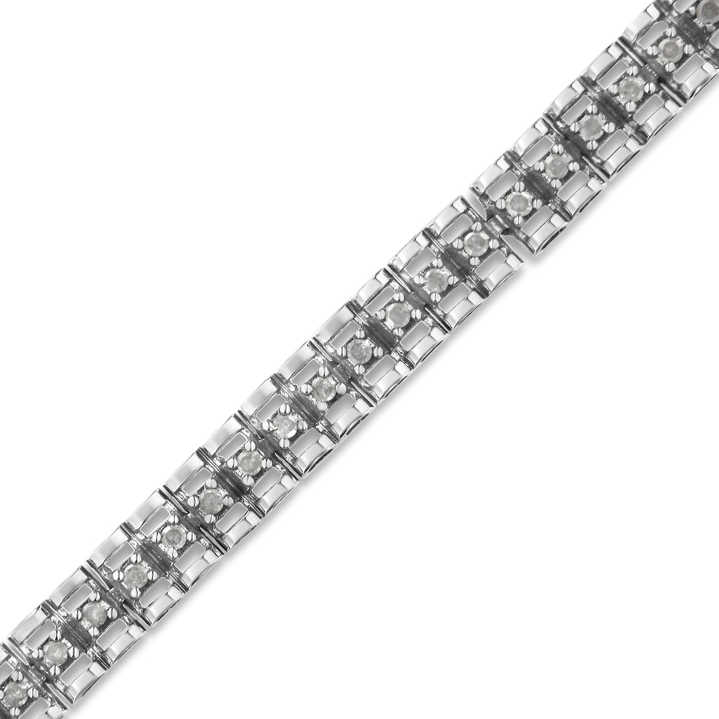 .925 Sterling Silver 1.0 Cttw Rose Cut Diamond Double-Link 7" Tennis Bracelet (I-J Color, I3 Clarity) Bids.com
