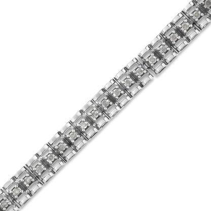 .925 Sterling Silver 1.0 Cttw Rose Cut Diamond Double-Link 7" Tennis Bracelet (I-J Color, I3 Clarity) Bids.com