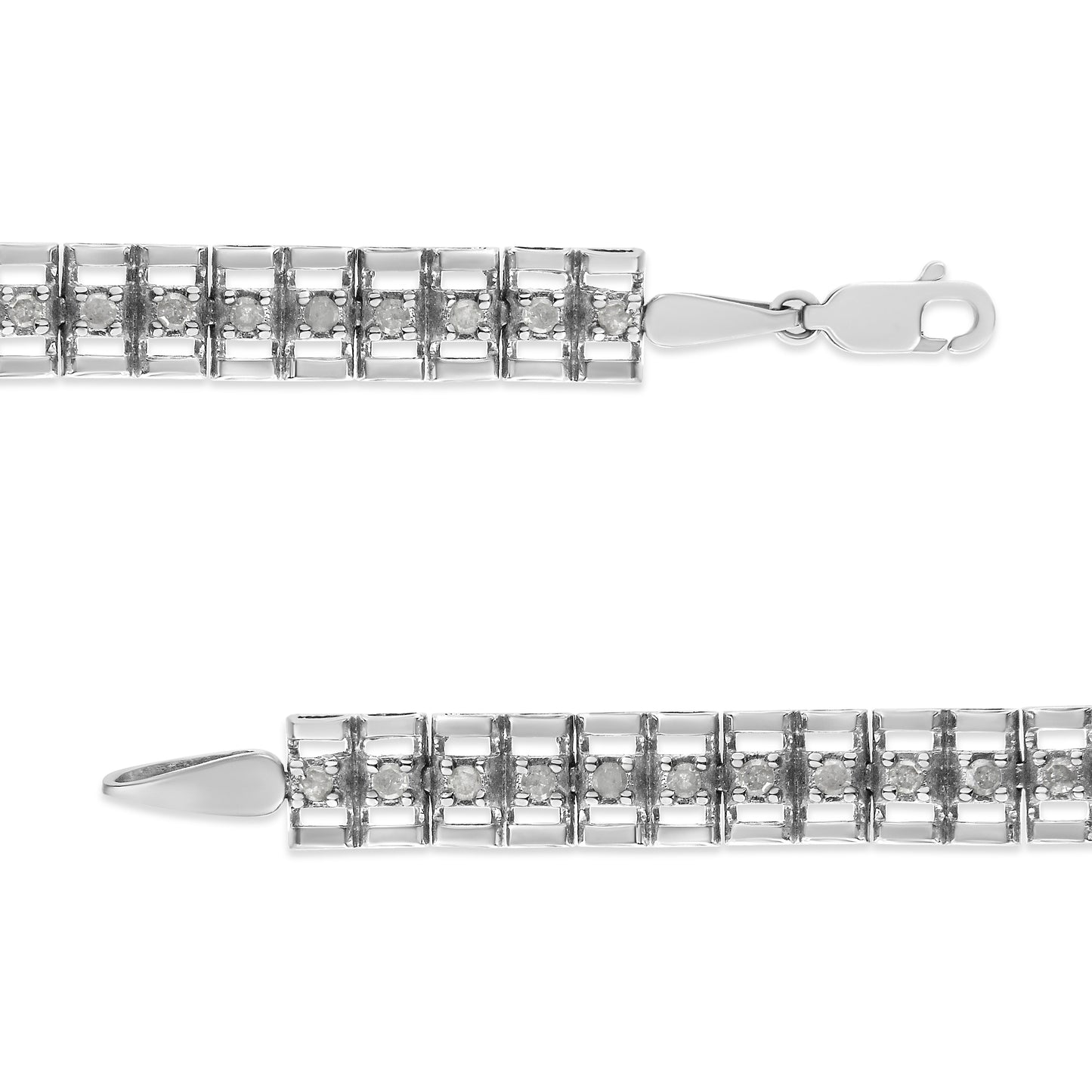 .925 Sterling Silver 1.0 Cttw Rose Cut Diamond Double-Link 7" Tennis Bracelet (I-J Color, I3 Clarity) Bids.com