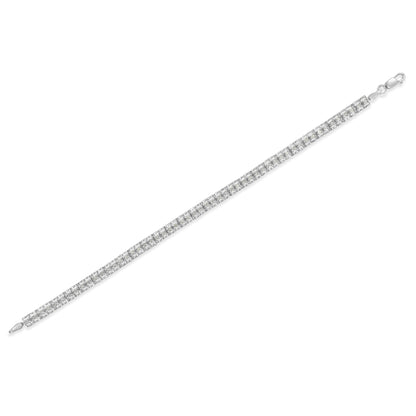 .925 Sterling Silver 1.0 Cttw Rose Cut Diamond Double-Link 7" Tennis Bracelet (I-J Color, I3 Clarity) Bids.com
