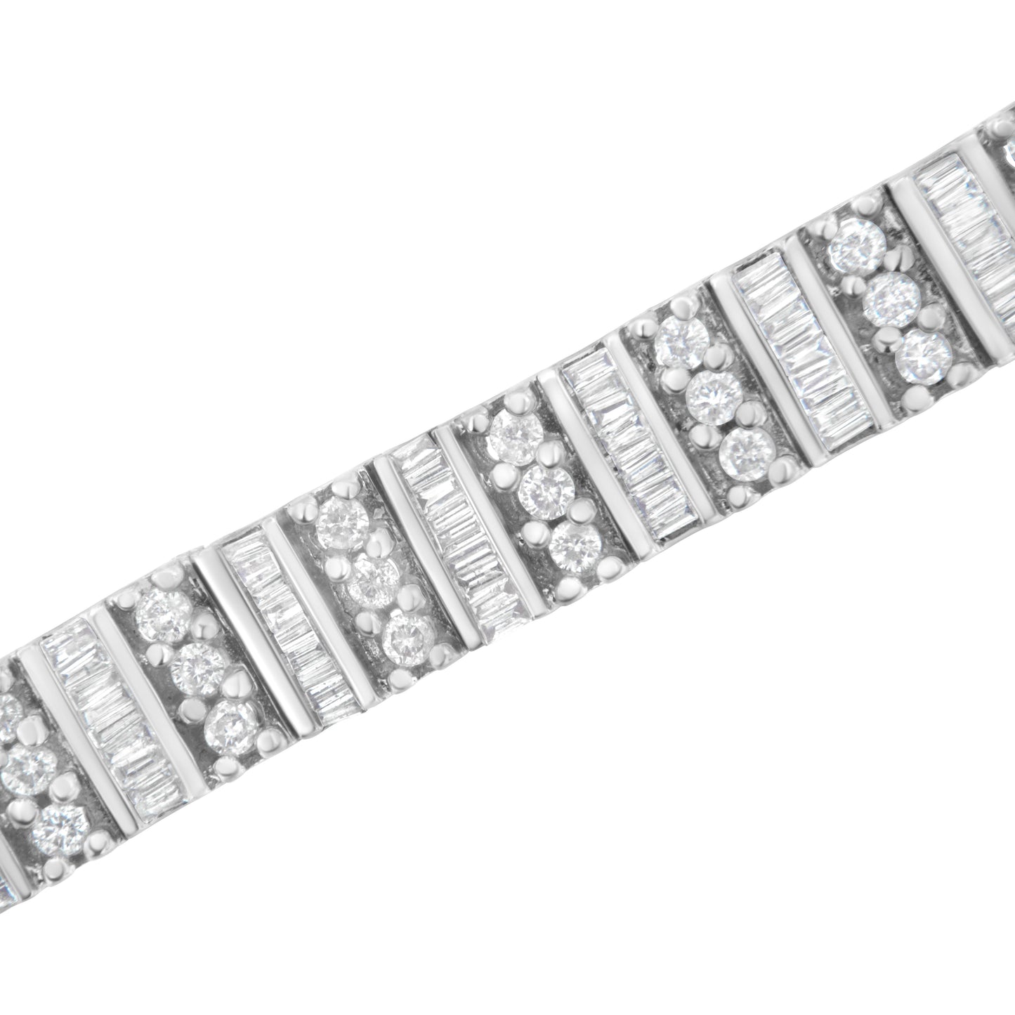 14K White Gold 4 7/8 cttw Baguette & Round Brilliant-Cut Diamond Channel- & Prong-Set Tennis Bracelet (I-J Color, I1-I2 Clarity) - Size 7.25" Bids.com