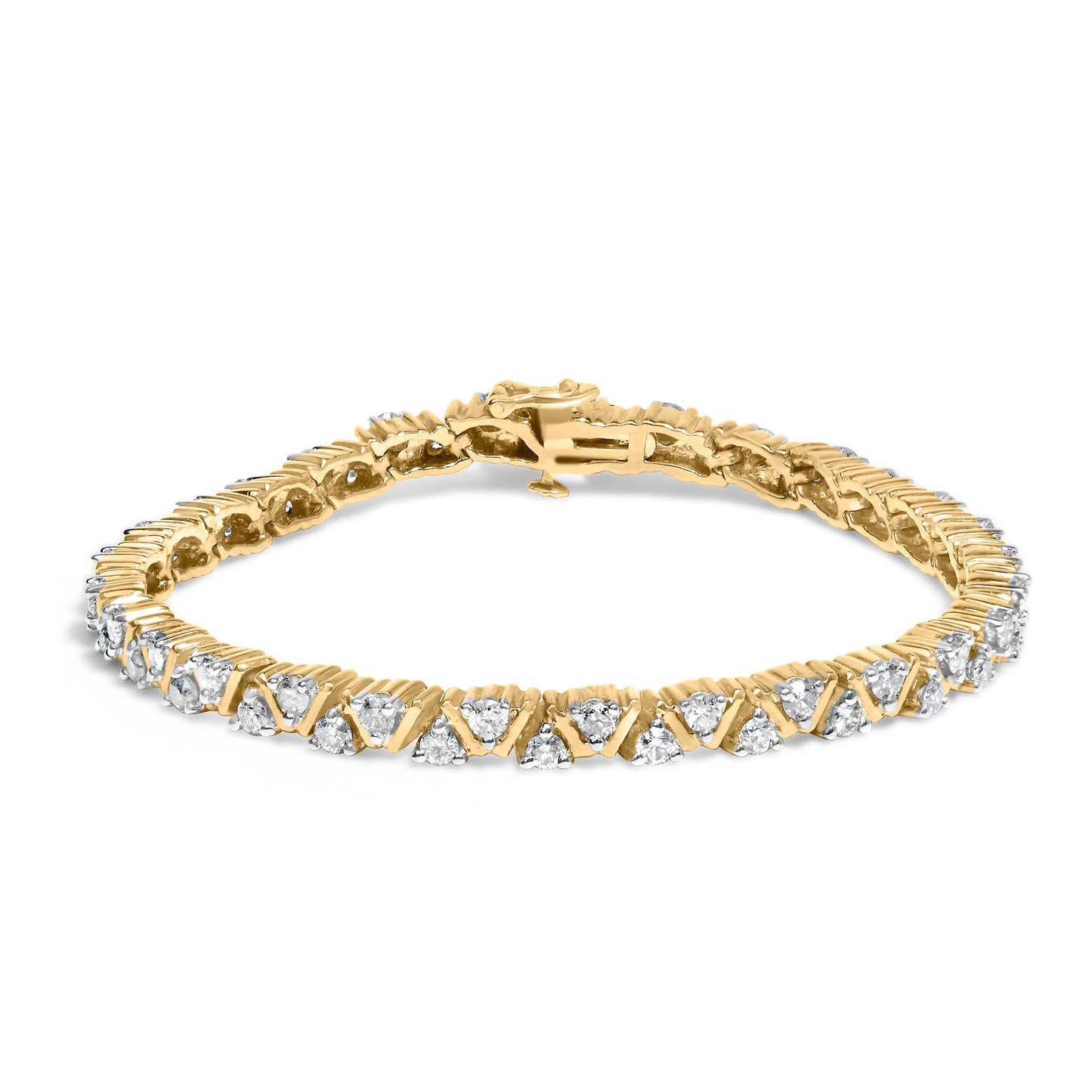 14K Yellow Gold Round-Cut Diamond Bracelet (4.00 cttw, H-I Color, I1-I2 Clarity) Bids.com