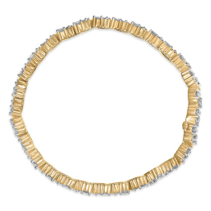 14K Yellow Gold 4.00 Cttw Diamond Triangle Link Tennis Bracelet (H-I Color, I1-I2 Clarity) - 7" Inches Bids.com