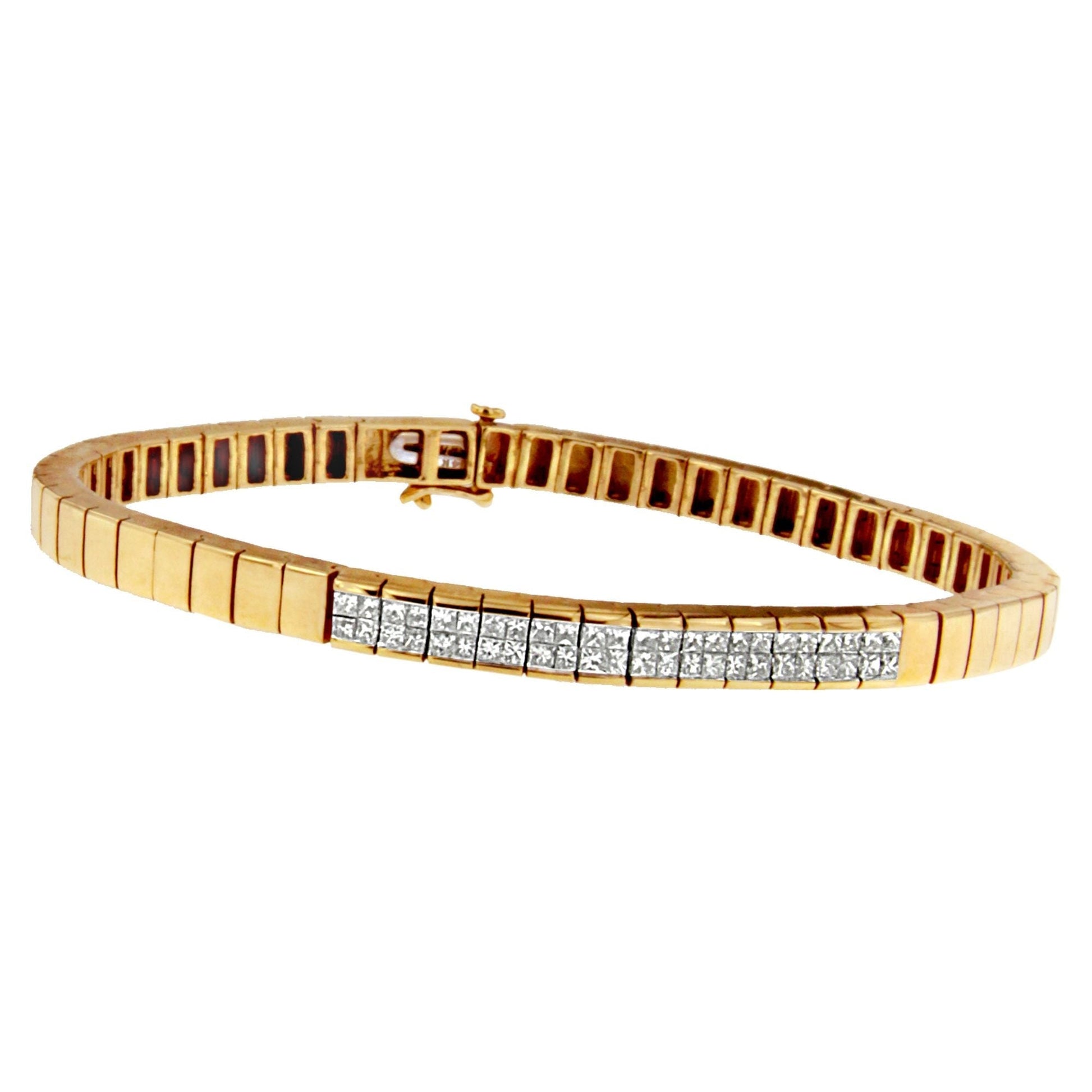 14K Yellow Gold Princess Cut Diamond Banded Bracelet (1.00 cttw, G-H Color, VS1-VS2 Clarity) Bids.com