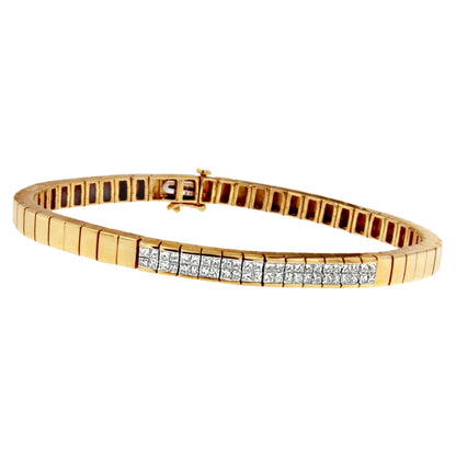 14K Yellow Gold Princess Cut Diamond Banded Bracelet (1.00 cttw, G-H Color, VS1-VS2 Clarity) Bids.com