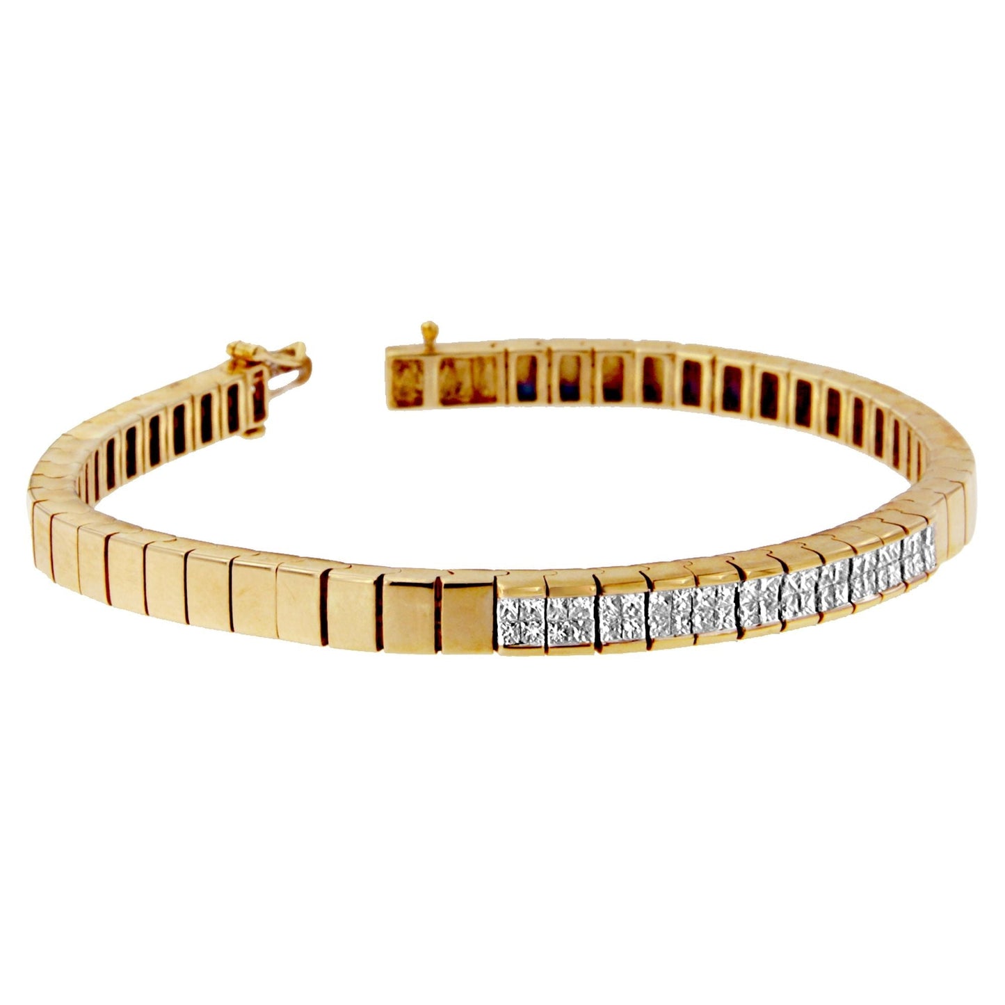 14K Yellow Gold Princess Cut Diamond Banded Bracelet (1.00 cttw, G-H Color, VS1-VS2 Clarity) Bids.com