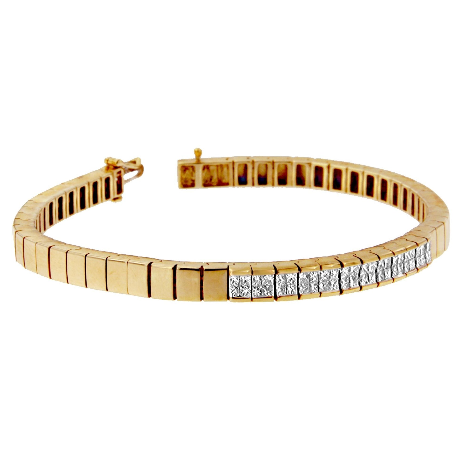 14K Yellow Gold Princess Cut Diamond Banded Bracelet (1.00 cttw, G-H Color, VS1-VS2 Clarity) Bids.com