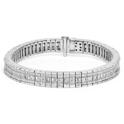 14K White Gold 7 7/8 Cttw Princess and Baguette Diamond Eternity Line Tennis Bracelet (G-H Color, SI1-SI2 Clarity) - 7" Inches Bids.com