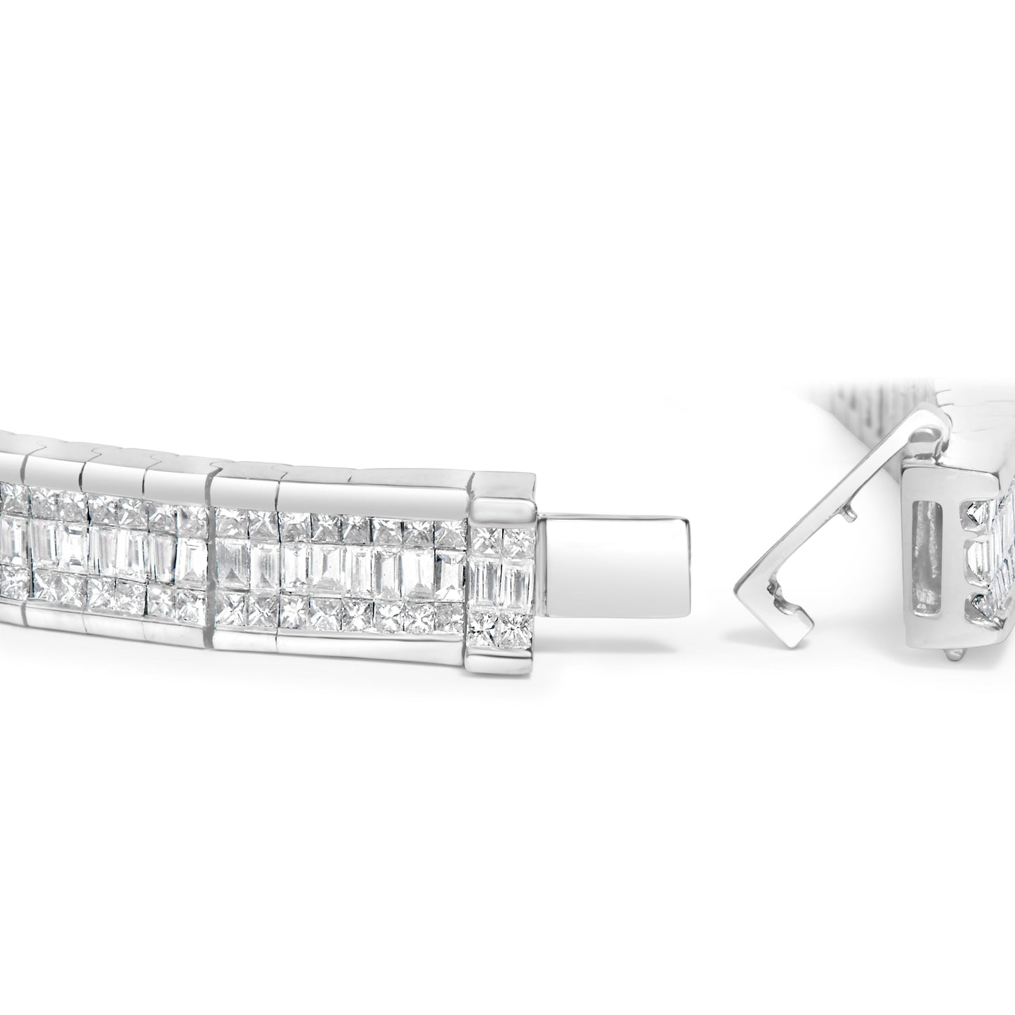 14K White Gold 7 7/8 Cttw Princess and Baguette Diamond Eternity Line Tennis Bracelet (G-H Color, SI1-SI2 Clarity) - 7" Inches Bids.com