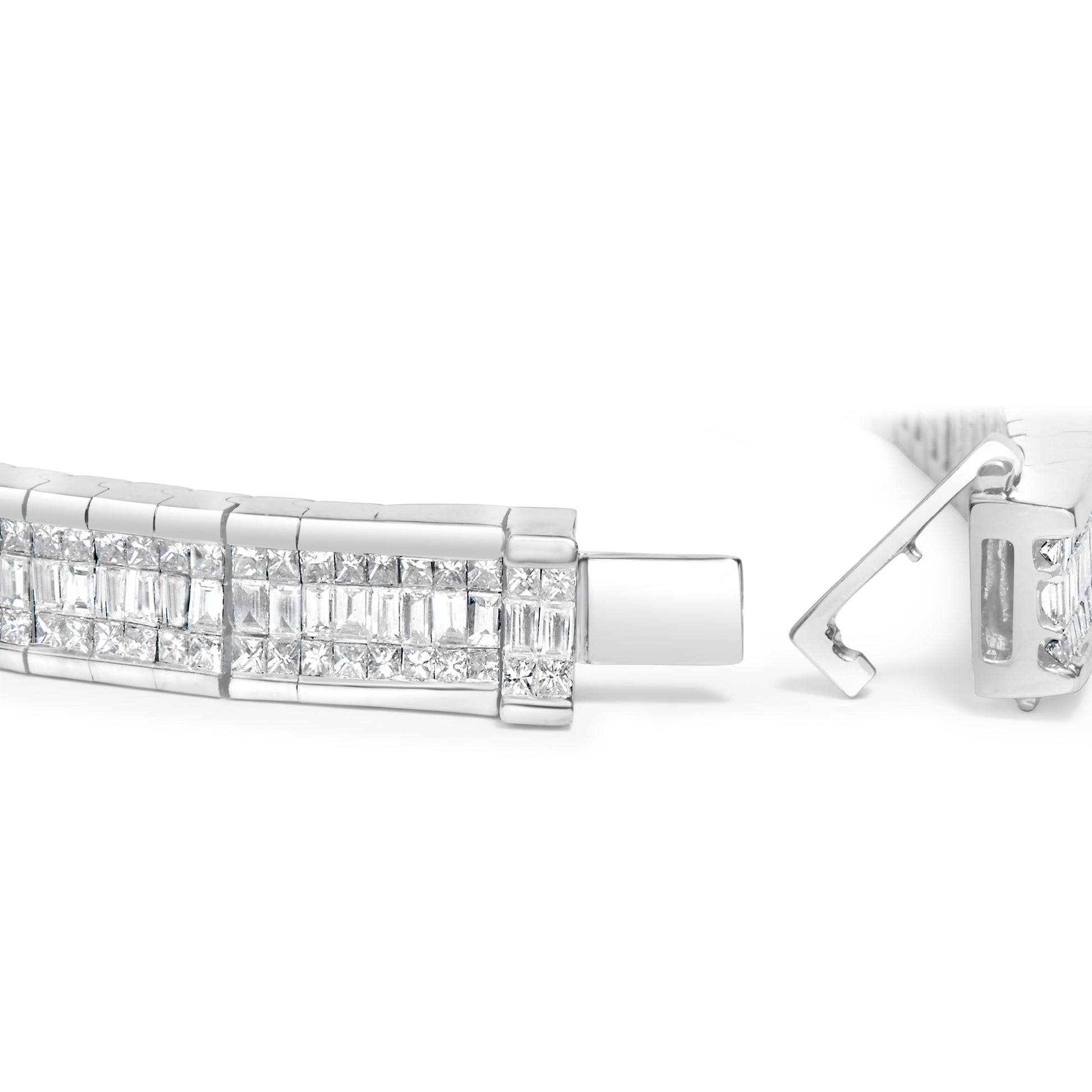14K White Gold 7 7/8 Cttw Princess and Baguette Diamond Eternity Line Tennis Bracelet (G-H Color, SI1-SI2 Clarity) - 7" Inches Bids.com