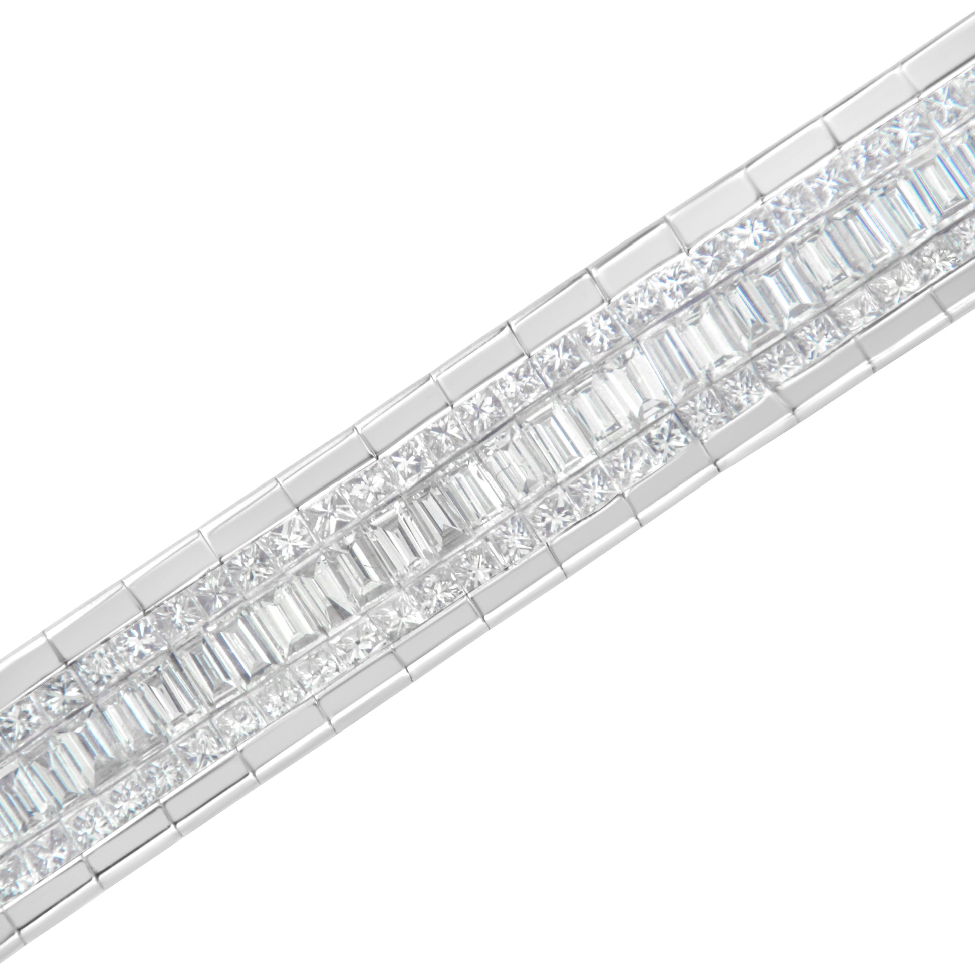 14K White Gold 7 7/8 Cttw Princess and Baguette Diamond Eternity Line Tennis Bracelet (G-H Color, SI1-SI2 Clarity) - 7" Inches Bids.com