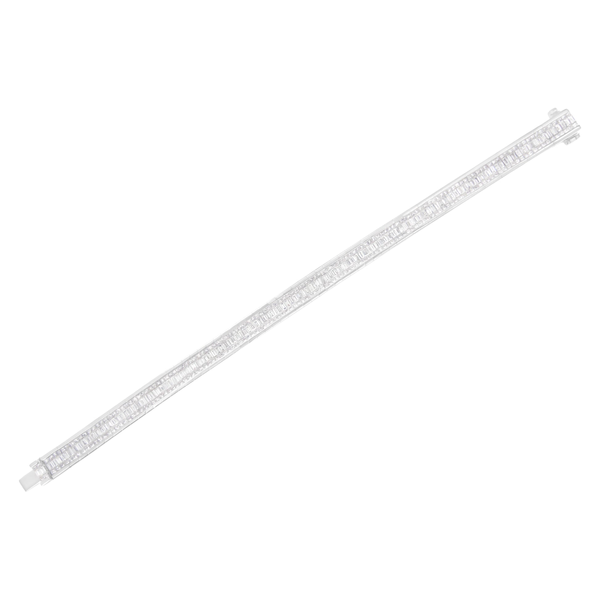 14K White Gold 7 7/8 Cttw Princess and Baguette Diamond Eternity Line Tennis Bracelet (G-H Color, SI1-SI2 Clarity) - 7" Inches Bids.com