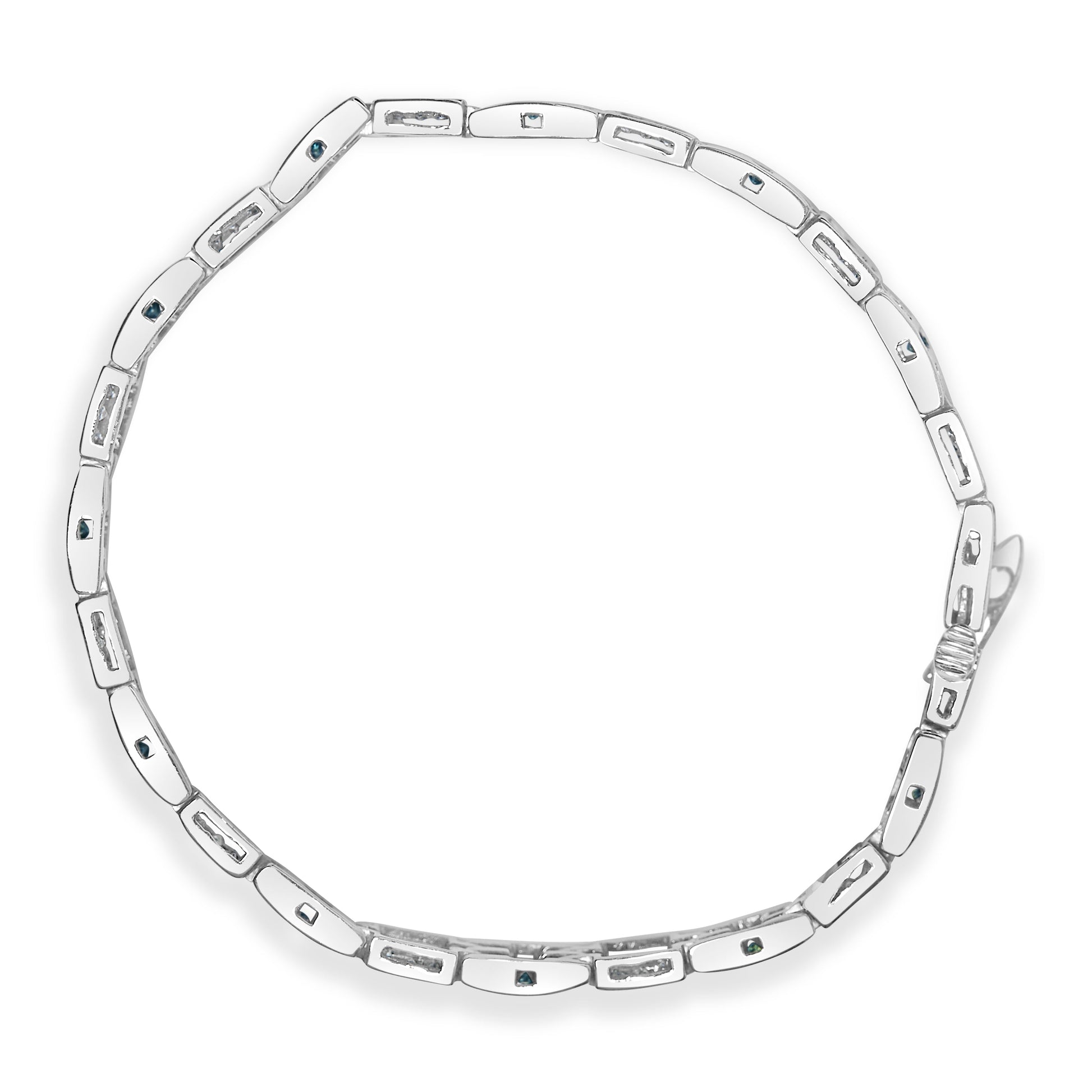 14K White Gold Princess-Cut white and Blue Diamond 3.00 cttw Fashion Link Bracelet (H-I Color, SI1-SI2 Clarity) Bids.com