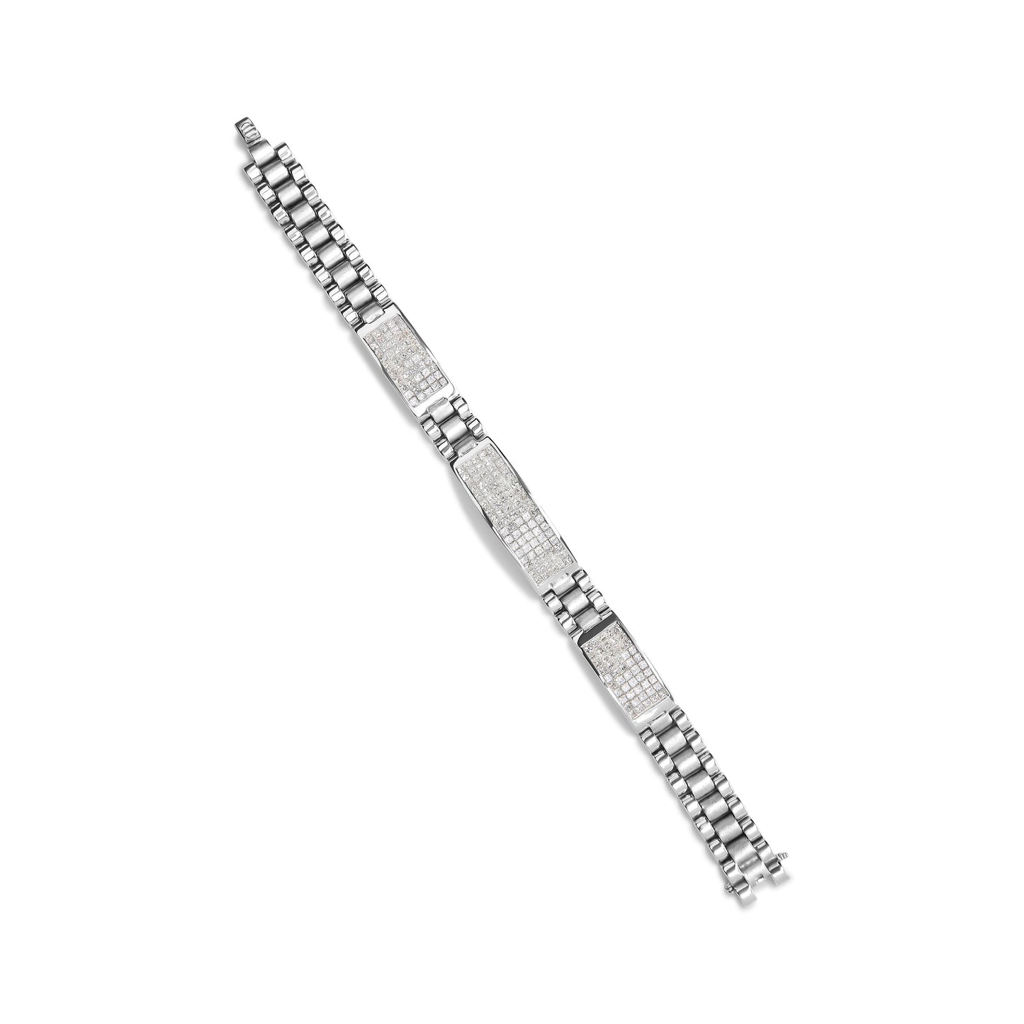 14K White Gold 12.0 Cttw Men's Invisible Set Princess Diamond Tennis Bracelet (G-H Color, VS1-VS2 Clarity) - Size 8.5" Inches Bids.com