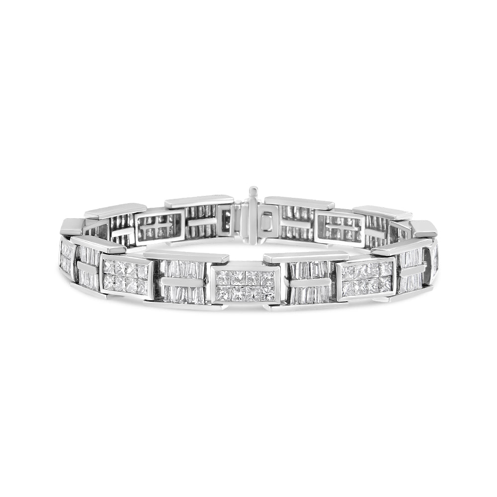 14K White Gold 10 5/8 Cttw Diamond Panel Link Bracelet  - 7" Inches Bids.com
