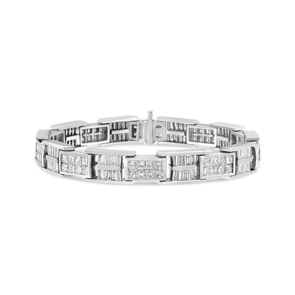 14K White Gold 10 5/8 Cttw Diamond Panel Link Bracelet  - 7" Inches Bids.com