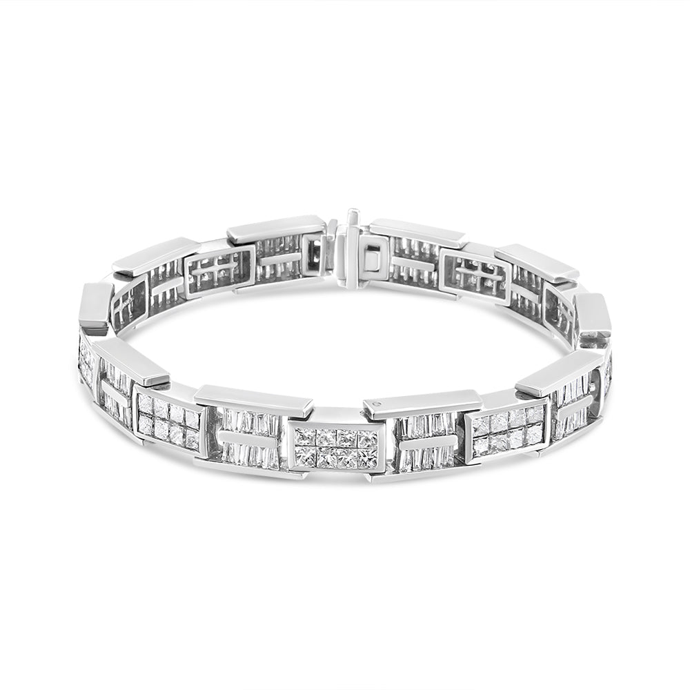 14K White Gold 10 5/8 Cttw Diamond Panel Link Bracelet  - 7" Inches Bids.com