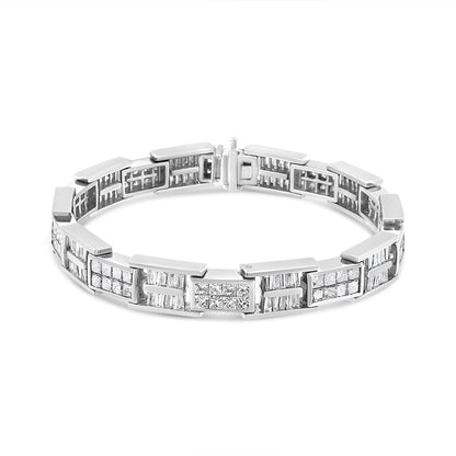 14K White Gold 10 5/8 Cttw Diamond Panel Link Bracelet  - 7" Inches Bids.com