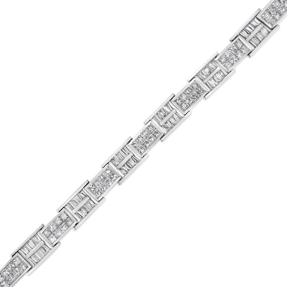 14K White Gold 10 5/8 Cttw Diamond Panel Link Bracelet  - 7" Inches Bids.com