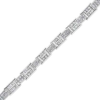 14K White Gold 10 5/8 Cttw Diamond Panel Link Bracelet  - 7" Inches Bids.com