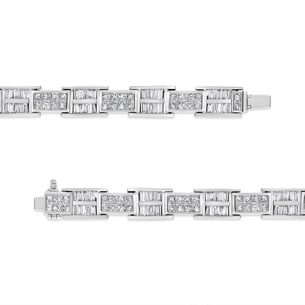 14K White Gold 10 5/8 Cttw Diamond Panel Link Bracelet  - 7" Inches Bids.com