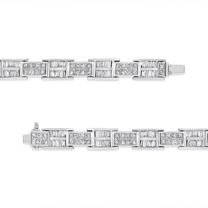 14K White Gold 10 5/8 Cttw Diamond Panel Link Bracelet  - 7" Inches Bids.com