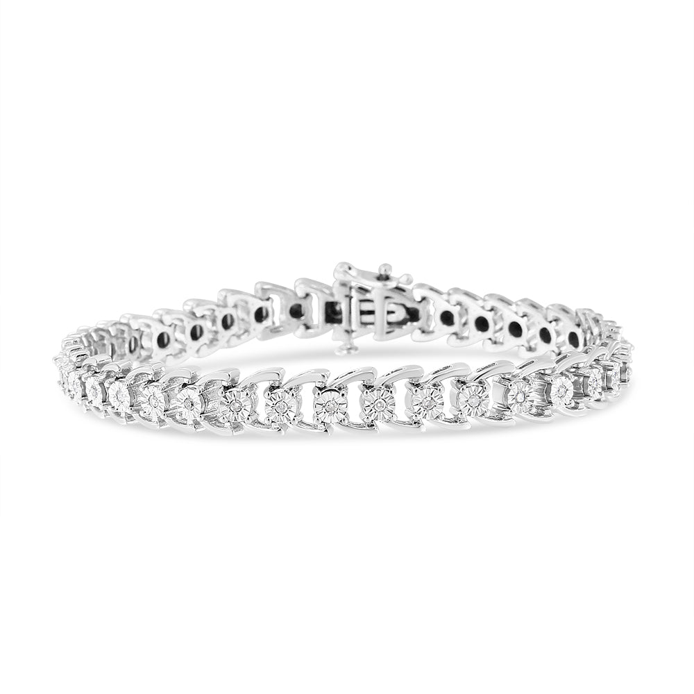 .925 Sterling Silver 1/4 Cttw Miracle Set Round Diamond Composite Open Linked Composite Line Bracelet (I-J Color, I3-Promo Clarity) - 7.5" Bids.com