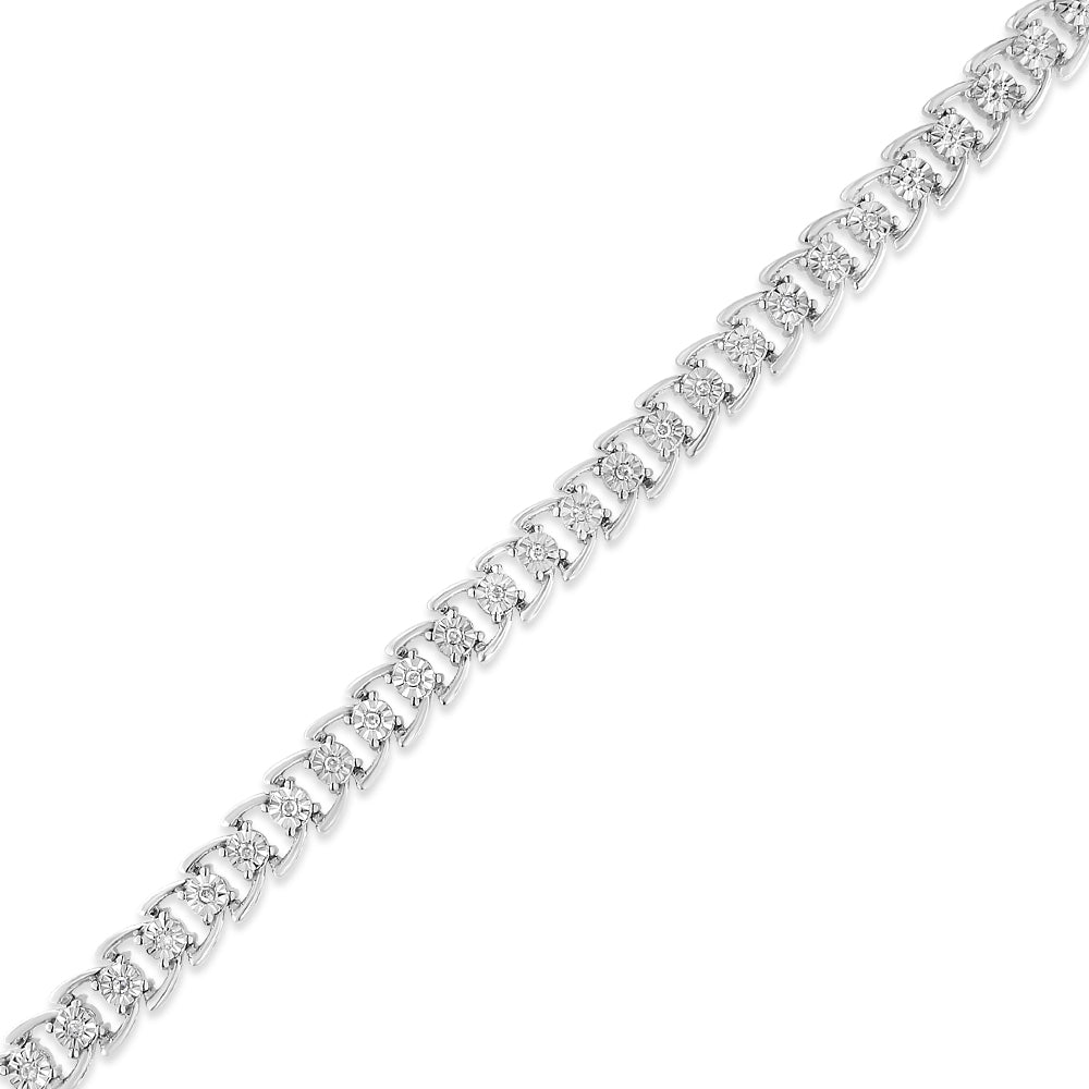 .925 Sterling Silver 1/4 Cttw Miracle Set Round Diamond Composite Open Linked Composite Line Bracelet (I-J Color, I3-Promo Clarity) - 7.5" Bids.com