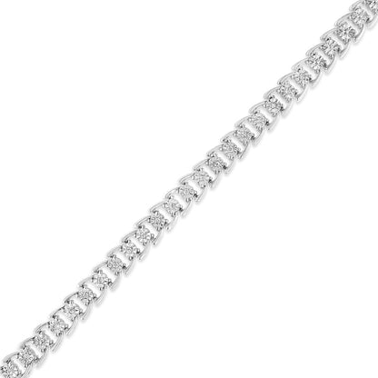 .925 Sterling Silver 1/4 Cttw Miracle Set Round Diamond Composite Open Linked Composite Line Bracelet (I-J Color, I3-Promo Clarity) - 7.5" Bids.com