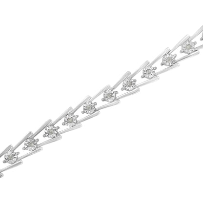 .925 Sterling Silver 1/4 cttw Miracle Set Diamond Sleek and Open "V"Bracelet (I-J Color, I3 Clarity) -7.5" Bids.com