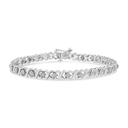 .925 Sterling Silver 1/6 Cttw Miracle Set Diamond Infinity Link and Station Tennis Bracelet (I-J Color, I3 Clarity) - 7.25 " Inches Bids.com