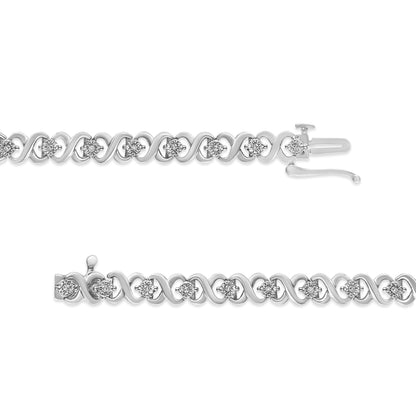 .925 Sterling Silver 1/6 Cttw Miracle Set Diamond Infinity Link and Station Tennis Bracelet (I-J Color, I3 Clarity) - 7.25 " Inches Bids.com