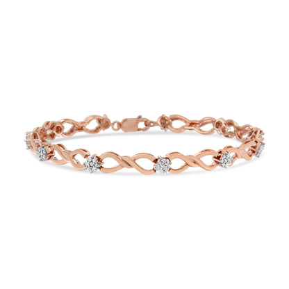 10K Rose Gold Plated .925 Sterling Silver 1/2 Cttw Diamond Infinity Link Tennis Bracelet (H-I Color, I2-I3 Clarity) -7â€ Bids.com