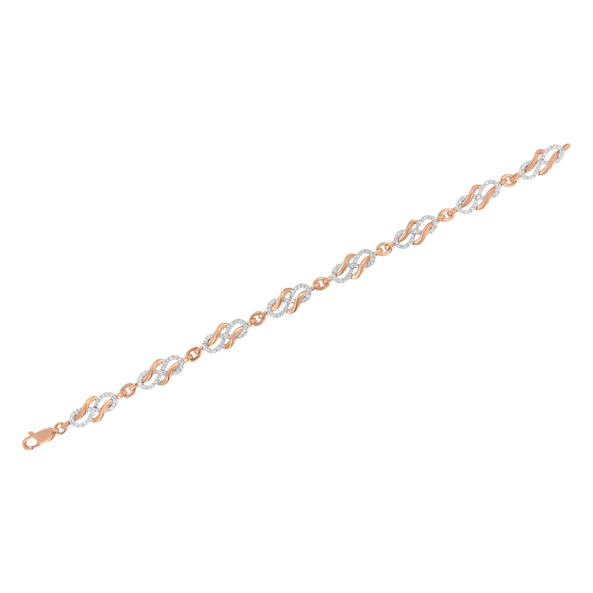 10K Rose Gold 1.0 Cttw Diamond Infinity Loop and Swirl Link Bracelet (I-J Color, I2-I3 Clarity) - 7.25" Inches Bids.com