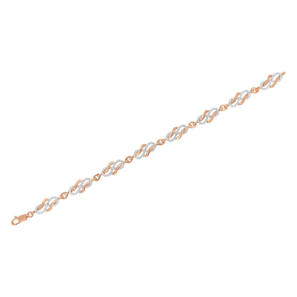 10K Rose Gold 1.0 Cttw Diamond Infinity Loop and Swirl Link Bracelet (I-J Color, I2-I3 Clarity) - 7.25" Inches Bids.com