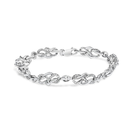 .925 Sterling Silver 1.0 Cttw Diamond Infinity Loop and Swirl Link Bracelet (I-J Color, I2-I3 Clarity) - 7.25" Inches Bids.com