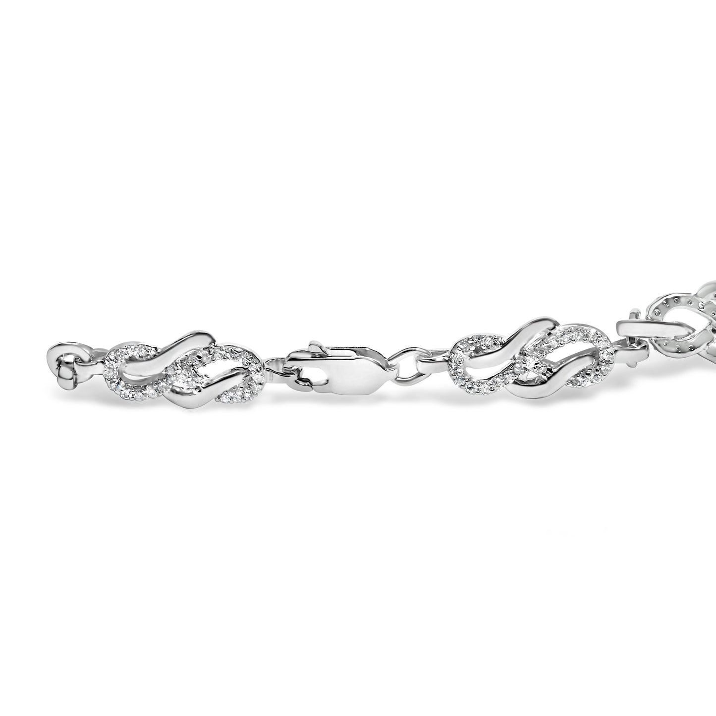 .925 Sterling Silver 1.0 Cttw Diamond Infinity Loop and Swirl Link Bracelet (I-J Color, I2-I3 Clarity) - 7.25" Inches Bids.com