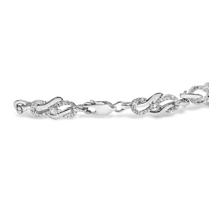 .925 Sterling Silver 1.0 Cttw Diamond Infinity Loop and Swirl Link Bracelet (I-J Color, I2-I3 Clarity) - 7.25" Inches Bids.com