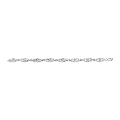 .925 Sterling Silver 1.0 Cttw Diamond Infinity Loop and Swirl Link Bracelet (I-J Color, I2-I3 Clarity) - 7.25" Inches Bids.com