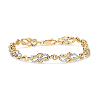 14K Yellow Gold Plated .925 Sterling Silver 1.0 Cttw Diamond Infinity Loop and Swirl Link Bracelet Bids.com