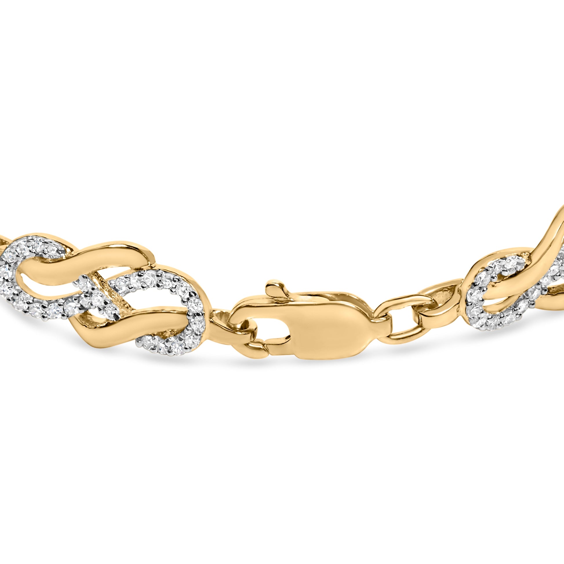 14K Yellow Gold Plated .925 Sterling Silver 1.0 Cttw Diamond Infinity Loop and Swirl Link Bracelet Bids.com