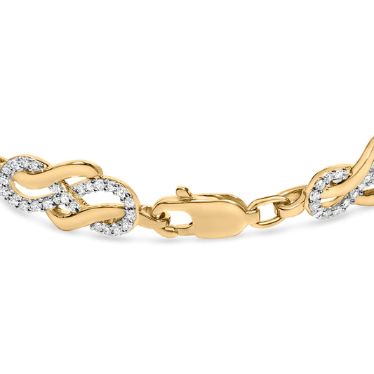 14K Yellow Gold Plated .925 Sterling Silver 1.0 Cttw Diamond Infinity Loop and Swirl Link Bracelet Bids.com