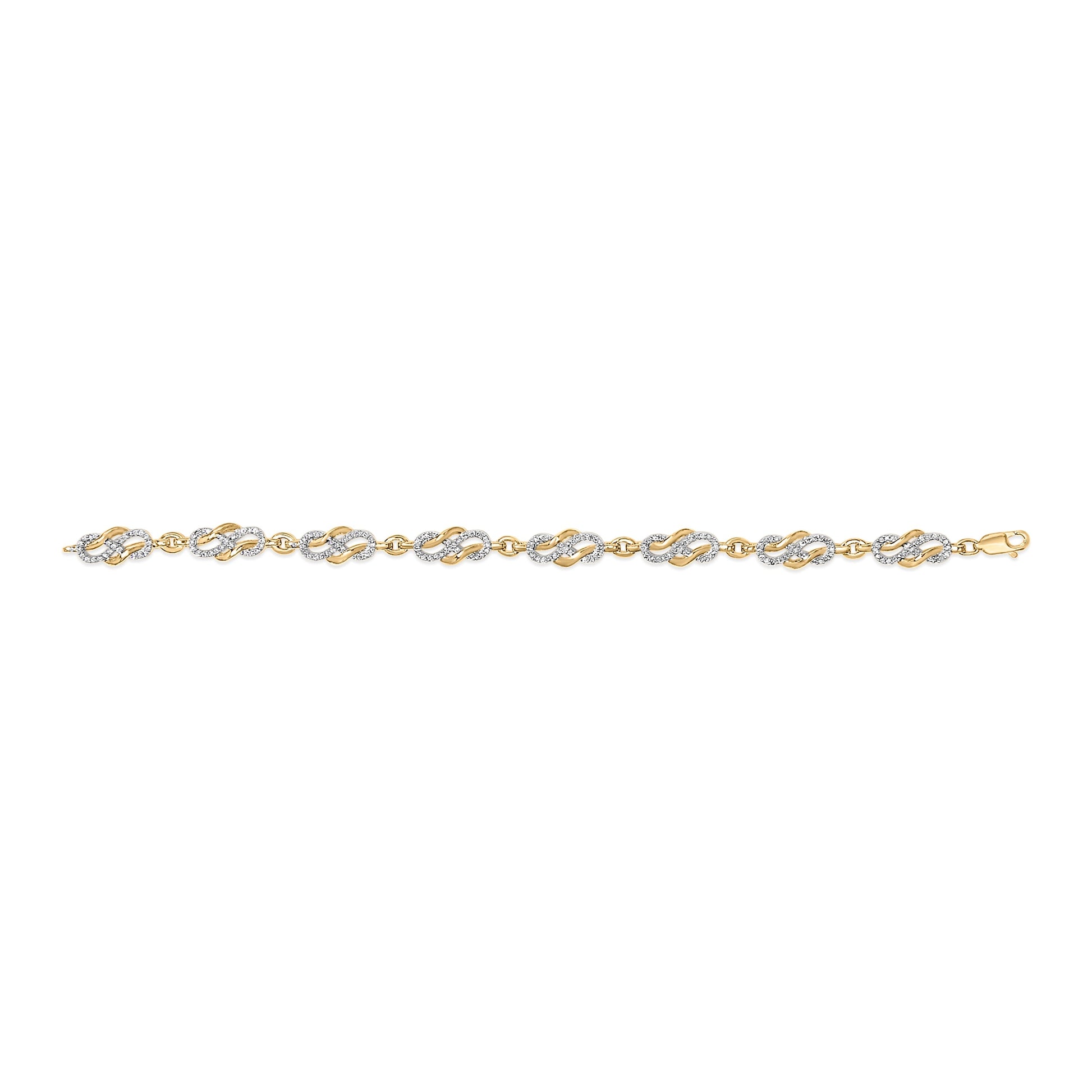 14K Yellow Gold Plated .925 Sterling Silver 1.0 Cttw Diamond Infinity Loop and Swirl Link Bracelet Bids.com