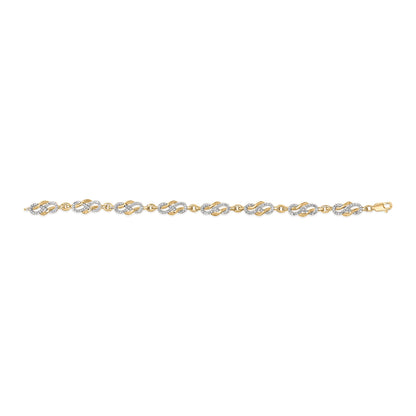 14K Yellow Gold Plated .925 Sterling Silver 1.0 Cttw Diamond Infinity Loop and Swirl Link Bracelet Bids.com