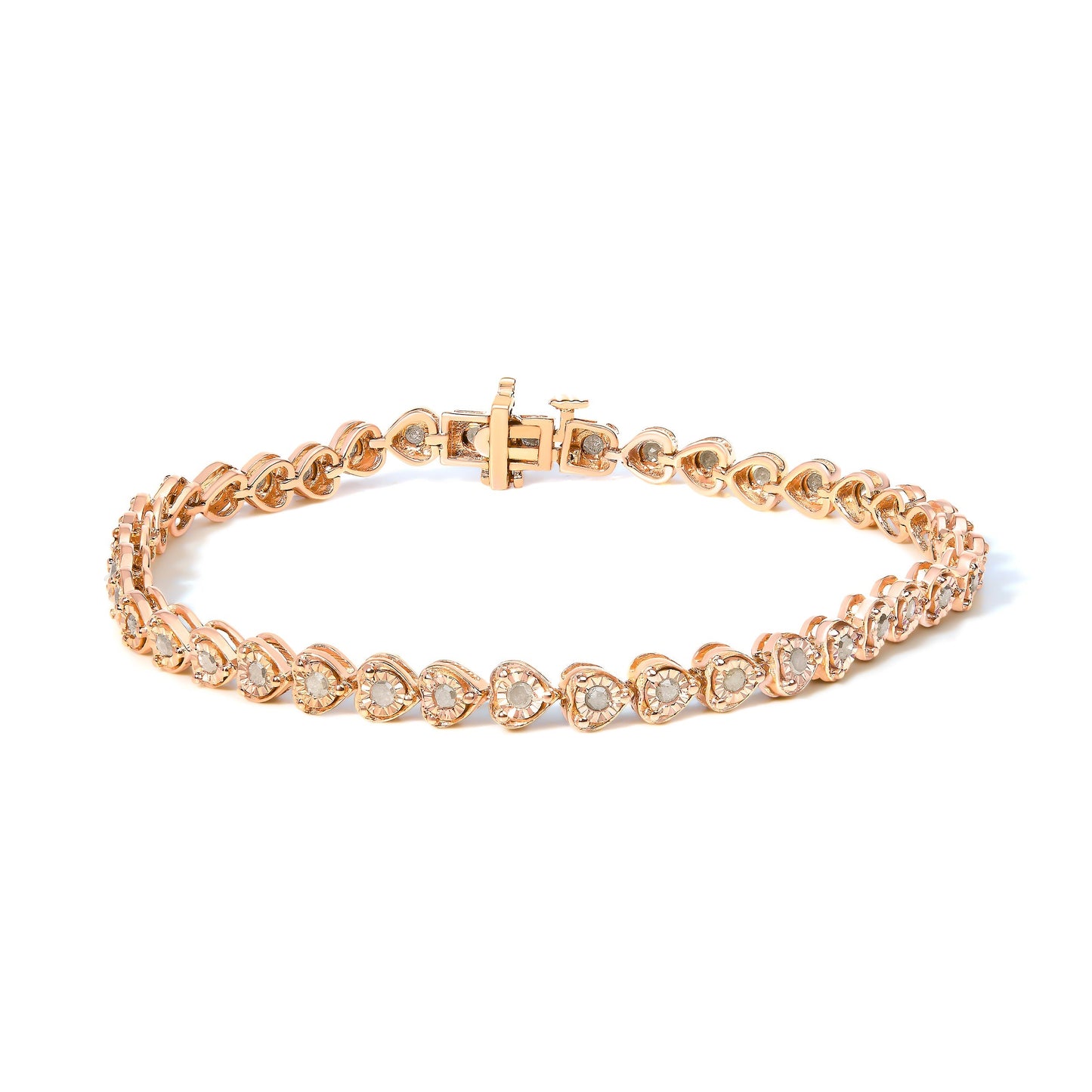 .925 Sterling Silver 1.0 Cttw Miracle Set Diamond Heart-Link 7" Tennis Bracelet (I-J Color, I2-I3 Clarity) Bids.com