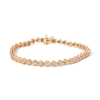 .925 Sterling Silver 1.0 Cttw Miracle Set Diamond Heart-Link 7" Tennis Bracelet (I-J Color, I2-I3 Clarity) Bids.com
