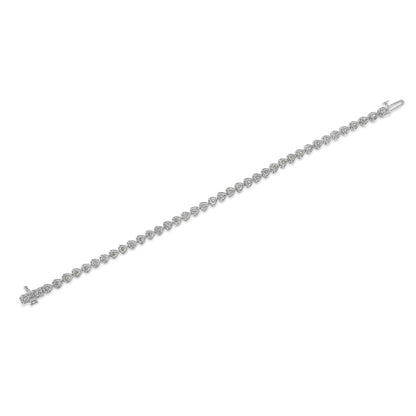 .925 Sterling Silver 1.0 Cttw Miracle Set Diamond Heart-Link 7" Tennis Bracelet (I-J Color, I2-I3 Clarity) Bids.com